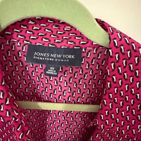 Jones New York Ladies L/S shirt, SZ OX, Penguin Design all over - Picture 4 of 4